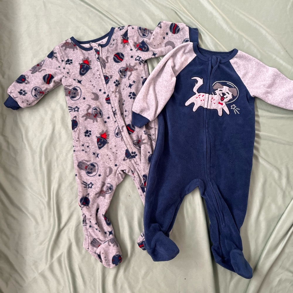 Kids Headquarters One Piece Footies - Navy and Gray